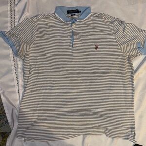 Ralph Lauren Light Blue and White Striped Polo